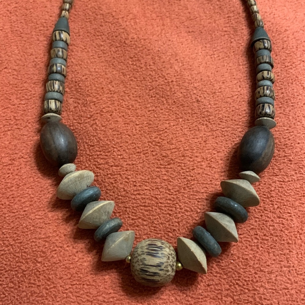 Teak Wood multiple colored Necklace .. 20 inch SUNDRESS STYLE